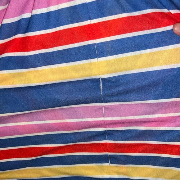 70s JR Dressworks Chevron Stripe Sundress Sweetheart Navy Multi Color Boho - Picture 9 of 11